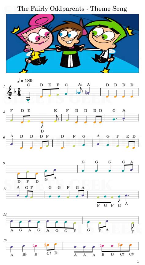 fairly odd parents sheet music